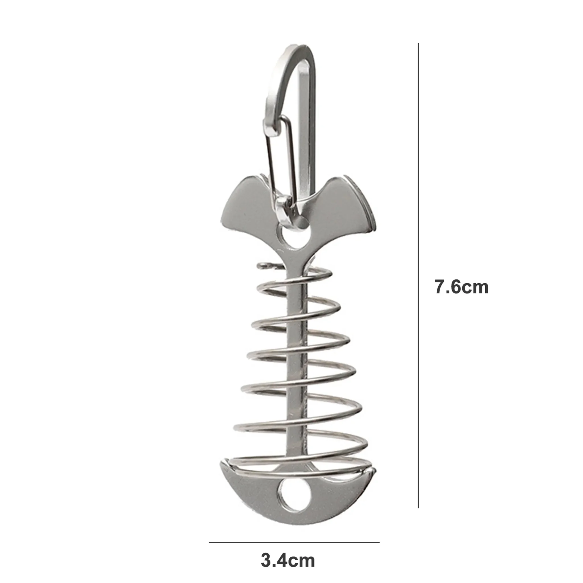 Deckankerheringe – Fishbone Zeltheringe mit Karabinern, Silber